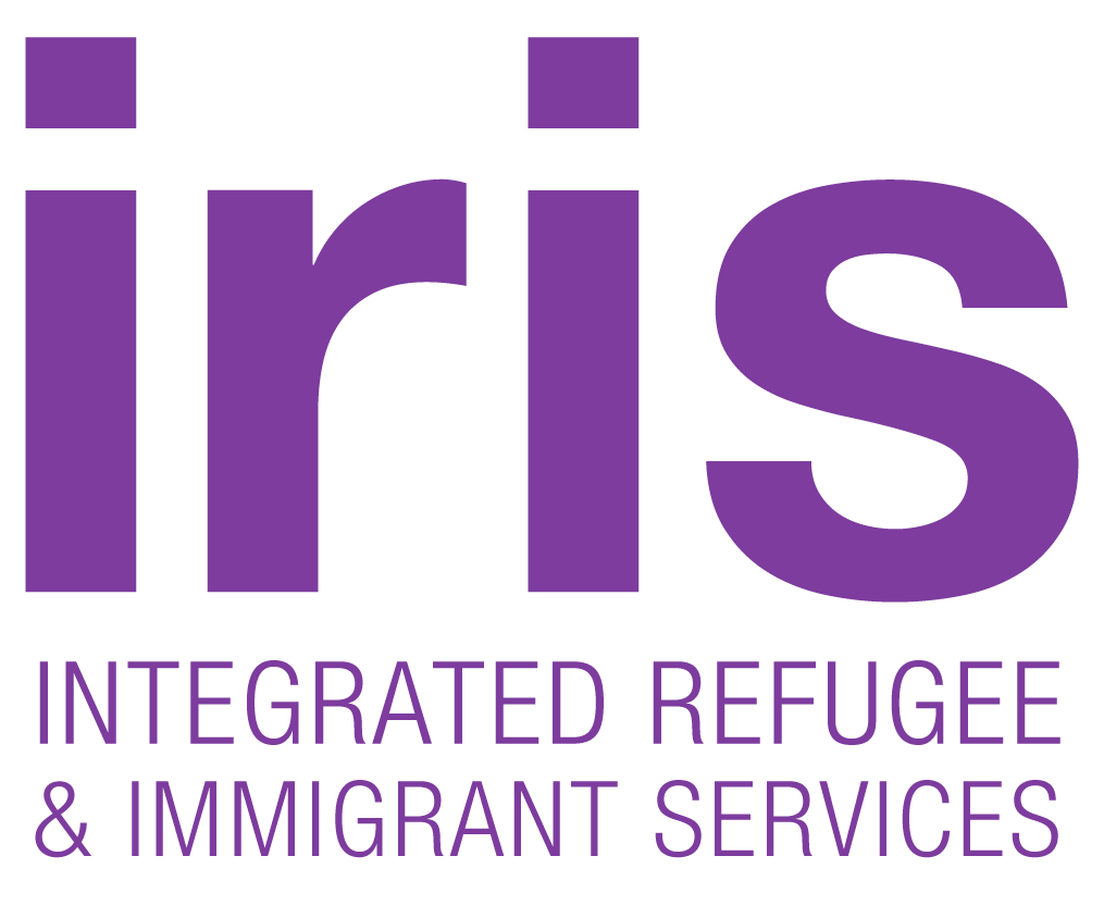 purple IRIS logo, Integrated Refugee & Immigration Services