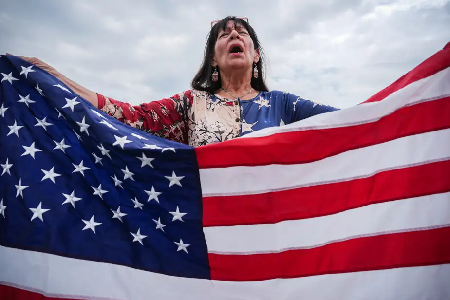 woman with american flag